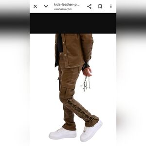 NWT Valabasas Play Lace-Up Faux Leather Cargo Pants Youth 14 (Adult XS)